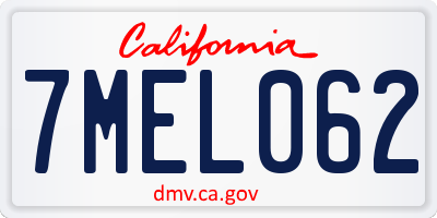 CA license plate 7MEL062