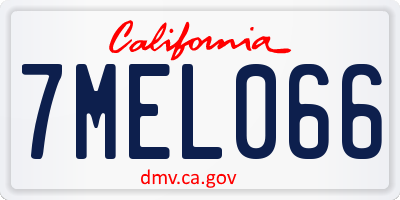 CA license plate 7MEL066