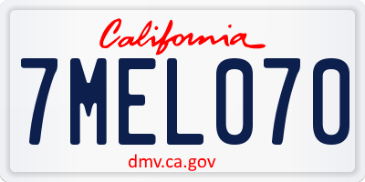 CA license plate 7MEL070