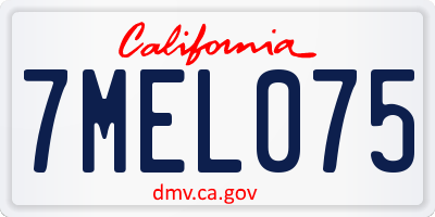 CA license plate 7MEL075