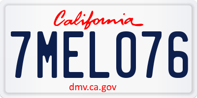 CA license plate 7MEL076