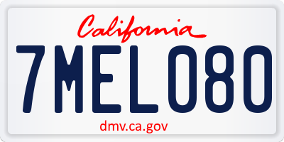 CA license plate 7MEL080