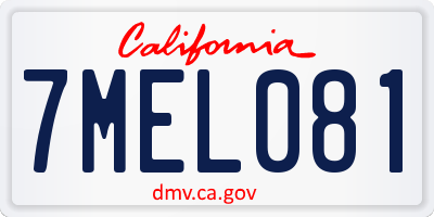 CA license plate 7MEL081