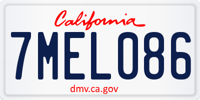 CA license plate 7MEL086