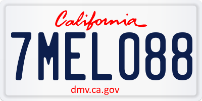 CA license plate 7MEL088