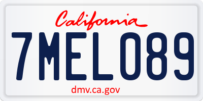 CA license plate 7MEL089