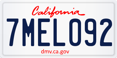 CA license plate 7MEL092