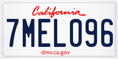 CA license plate 7MEL096