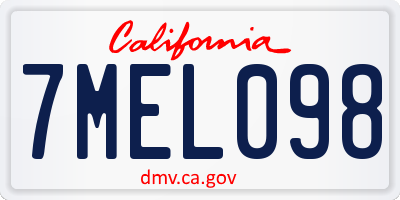CA license plate 7MEL098