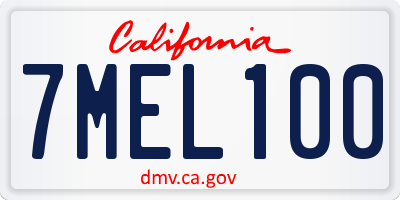 CA license plate 7MEL100