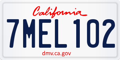 CA license plate 7MEL102