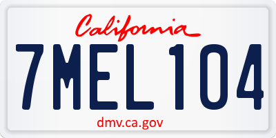 CA license plate 7MEL104
