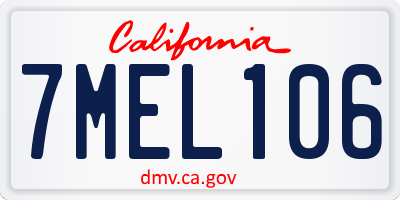 CA license plate 7MEL106