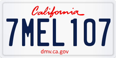 CA license plate 7MEL107