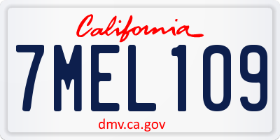 CA license plate 7MEL109