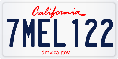 CA license plate 7MEL122
