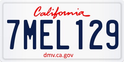 CA license plate 7MEL129