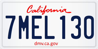 CA license plate 7MEL130