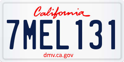 CA license plate 7MEL131
