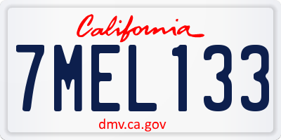 CA license plate 7MEL133