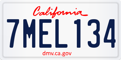 CA license plate 7MEL134