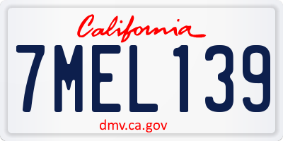 CA license plate 7MEL139