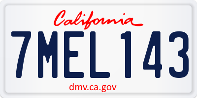 CA license plate 7MEL143