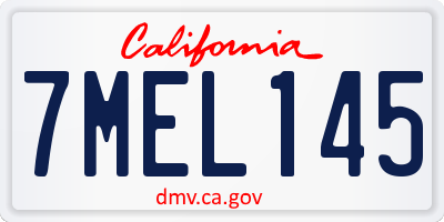 CA license plate 7MEL145