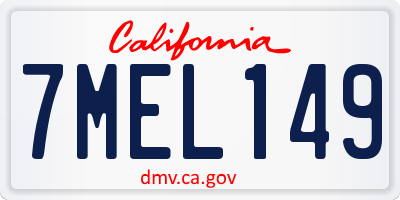CA license plate 7MEL149