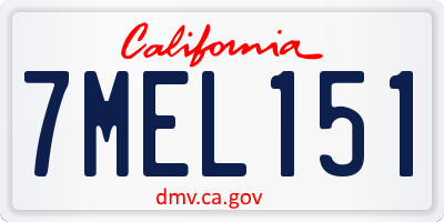 CA license plate 7MEL151