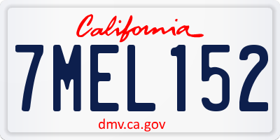 CA license plate 7MEL152