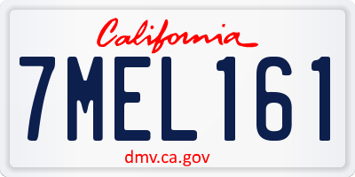 CA license plate 7MEL161