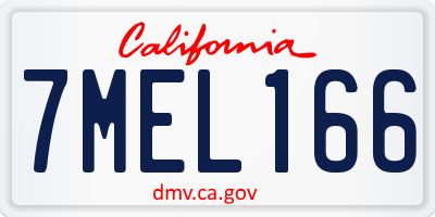CA license plate 7MEL166