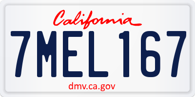 CA license plate 7MEL167