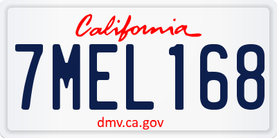 CA license plate 7MEL168