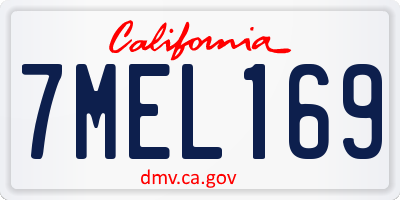CA license plate 7MEL169