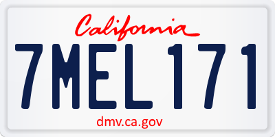 CA license plate 7MEL171