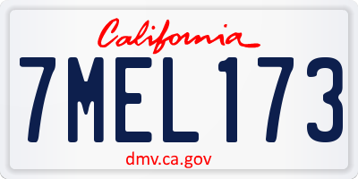 CA license plate 7MEL173