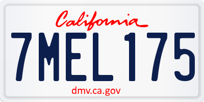 CA license plate 7MEL175