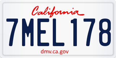 CA license plate 7MEL178