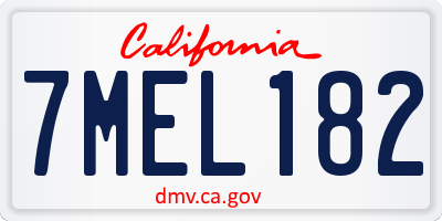 CA license plate 7MEL182