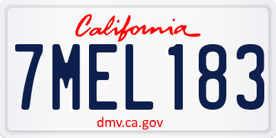 CA license plate 7MEL183