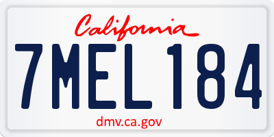 CA license plate 7MEL184