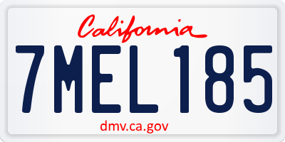 CA license plate 7MEL185