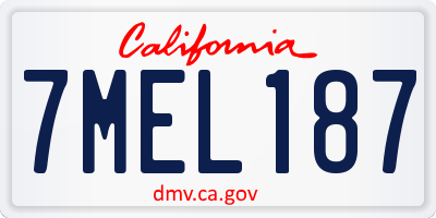 CA license plate 7MEL187