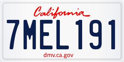 CA license plate 7MEL191