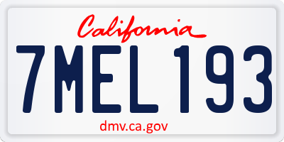 CA license plate 7MEL193
