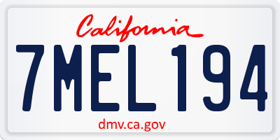 CA license plate 7MEL194
