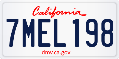 CA license plate 7MEL198