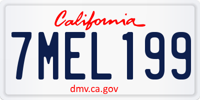 CA license plate 7MEL199